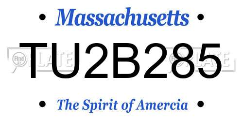 TU2B285 Massachusetts License Plate