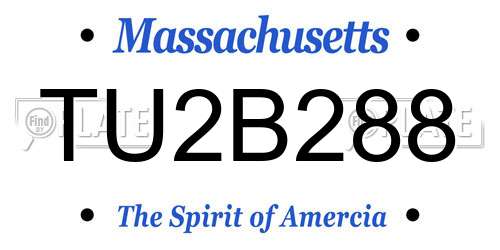 TU2B288 Massachusetts License Plate