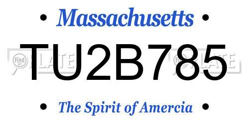 TU2B785 Massachusetts License Plate