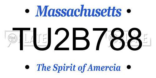 TU2B788 Massachusetts License Plate