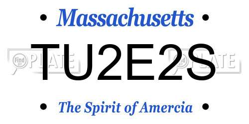 TU2E2S Massachusetts License Plate