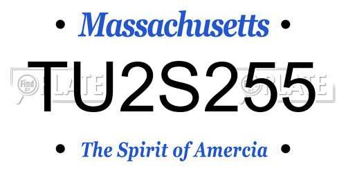 TU2S255 Massachusetts License Plate