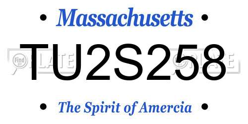 TU2S258 Massachusetts License Plate