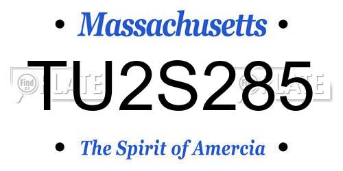 TU2S285 Massachusetts License Plate