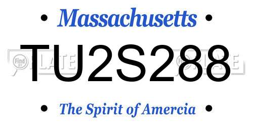 TU2S288 Massachusetts License Plate