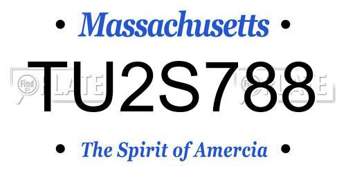 TU2S788 Massachusetts License Plate