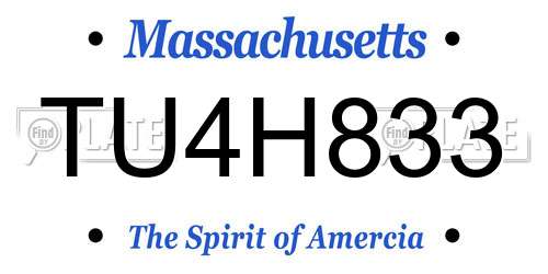 TU4H833 Massachusetts License Plate