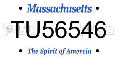 TU56546 Massachusetts License Plate