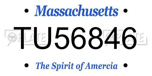 TU56846 Massachusetts License Plate