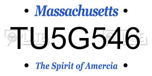 TU5G546 Massachusetts License Plate