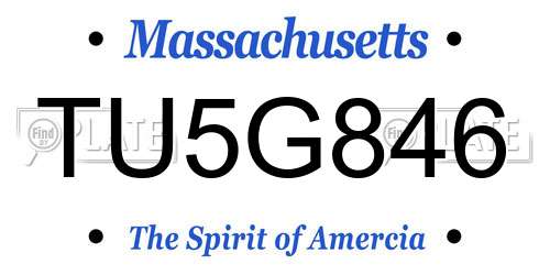 TU5G846 Massachusetts License Plate