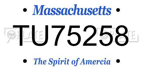 TU75258 Massachusetts License Plate