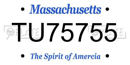 TU75755 Massachusetts License Plate