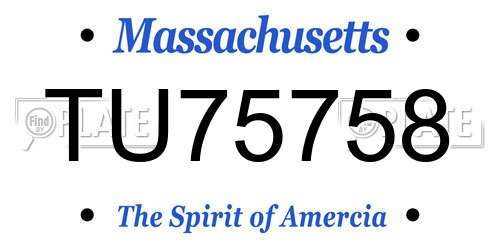 TU75758 Massachusetts License Plate