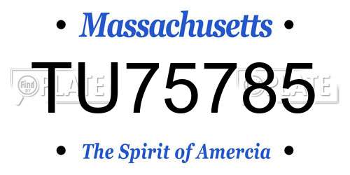 TU75785 Massachusetts License Plate