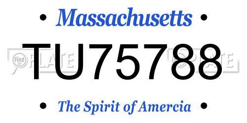 TU75788 Massachusetts License Plate