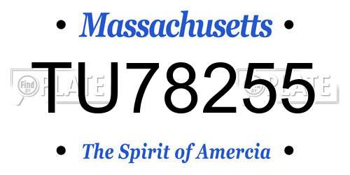 TU78255 Massachusetts License Plate