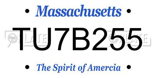 TU7B255 Massachusetts License Plate