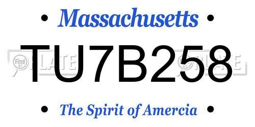 TU7B258 Massachusetts License Plate