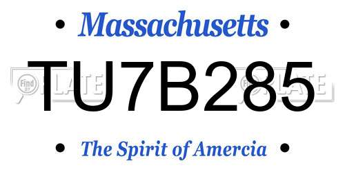 TU7B285 Massachusetts License Plate