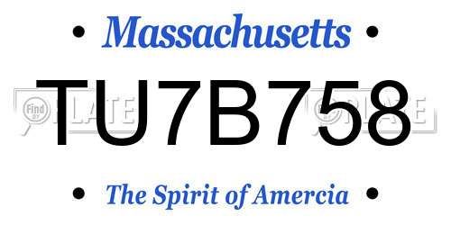 TU7B758 Massachusetts License Plate