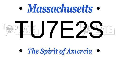 TU7E2S Massachusetts License Plate