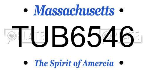 TUB6546 Massachusetts License Plate