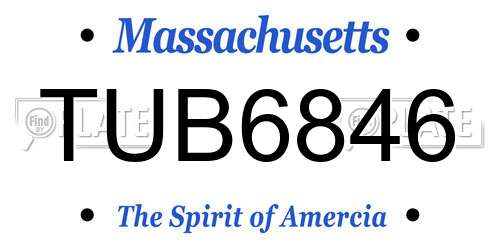 TUB6846 Massachusetts License Plate