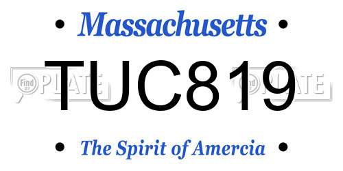 TUC819 Massachusetts License Plate