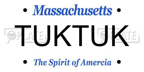 TUKTUK Massachusetts License Plate