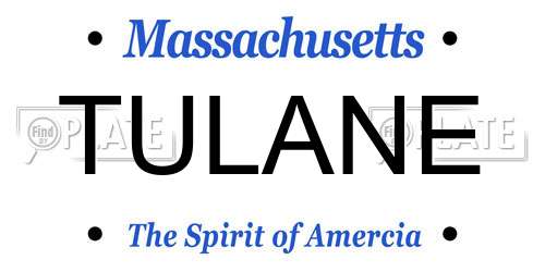 TULANE Massachusetts License Plate