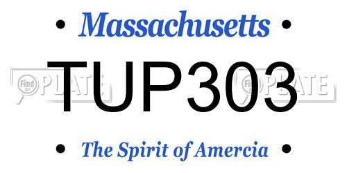 TUP303 Massachusetts License Plate