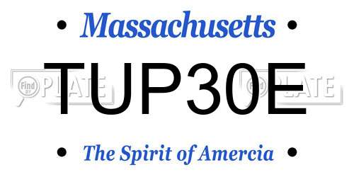 TUP30E Massachusetts License Plate