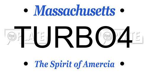 TURBO4 Massachusetts License Plate