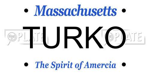 TURKO Massachusetts License Plate
