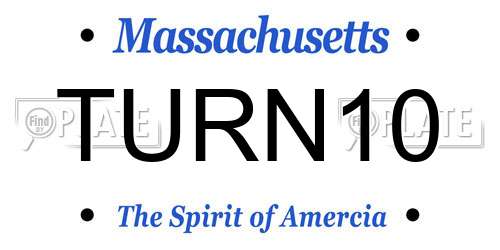 TURN10 Massachusetts License Plate