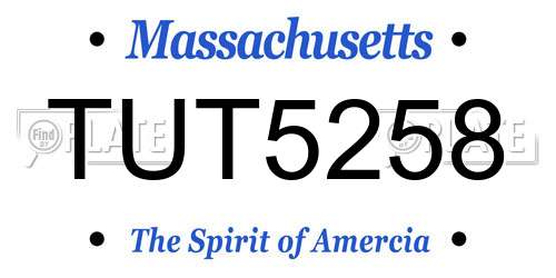 TUT5258 Massachusetts License Plate