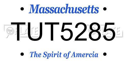 TUT5285 Massachusetts License Plate