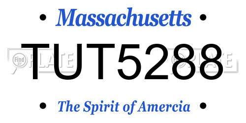 TUT5288 Massachusetts License Plate