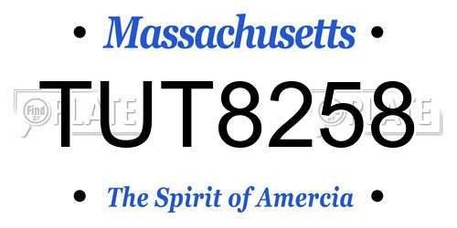 TUT8258 Massachusetts License Plate