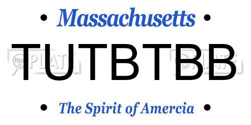 TUTBTBB Massachusetts License Plate
