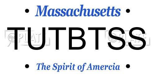 TUTBTSS Massachusetts License Plate