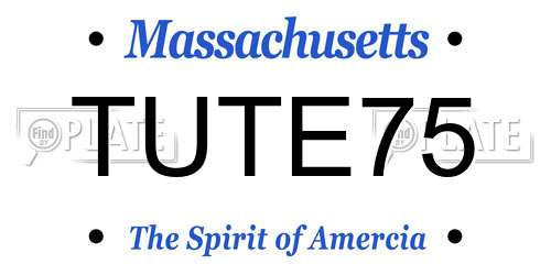 TUTE75 Massachusetts License Plate