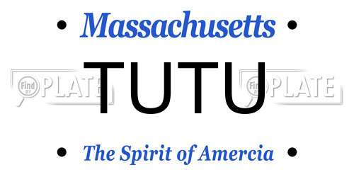 TUTU Massachusetts License Plate