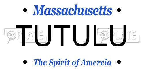 TUTULU Massachusetts License Plate