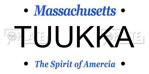TUUKKA Massachusetts License Plate