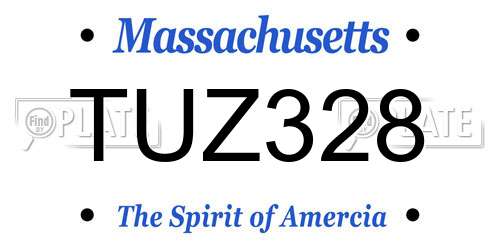 TUZ328 Massachusetts License Plate