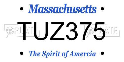 TUZ375 Massachusetts License Plate
