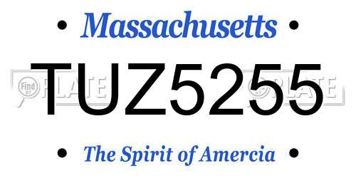 TUZ5255 Massachusetts License Plate