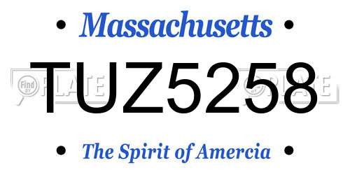 TUZ5258 Massachusetts License Plate